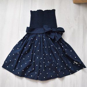 Abercrombie & Fitch Strapless Navy Polka Dot Dress